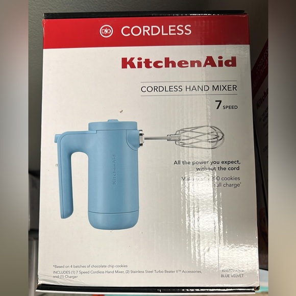 KitchenAid - KHMB732VB 7-Speed Cordless Hand Mixer - Blue Velvet (Brand New) - Picture 2 of 6
